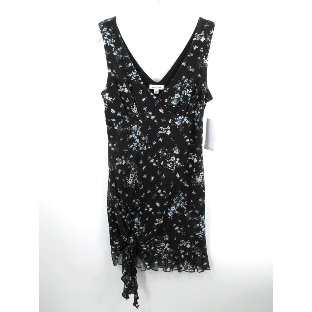 Stitch & Pine Women Black Floral Ruffled Midi Shift Dress S J19533VICL